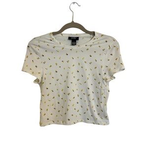 Lemon Shirt , tight fit high neck lemon simple t-shirt crop top